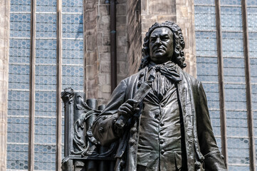 Statue von J. S. Bach in Leipzig Sachsen Deutschland