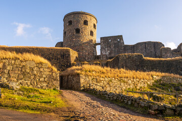 Bohus Fortress, founded on a cliff by the river Göta in Sweden.
