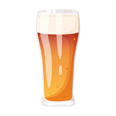 Beer in a glass cup. White background isolated.