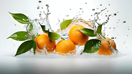 fruit orange moving with water, water splash style with orange, generative ai - obrazy, fototapety, plakaty