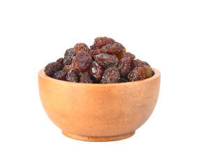 raisin on wood bowl isolated on transparent png