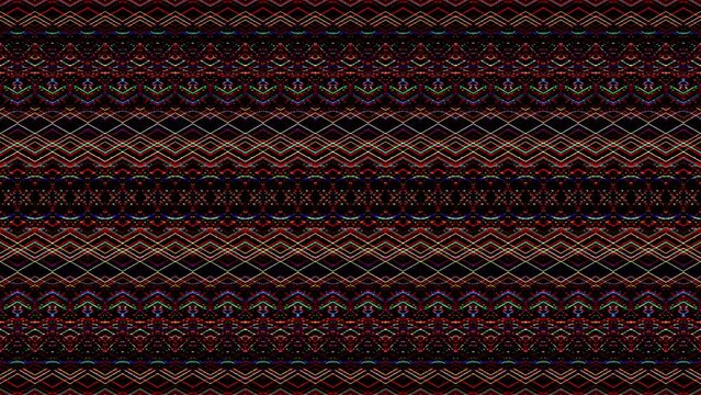3D Abstract shining bright lines set wave, colorful, black background	