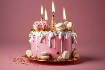 Tasty birthday cake. Super photo realistic background, generative ai illustration