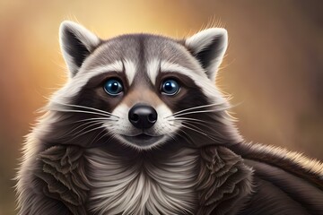 portrait of a raccoon by AI generating