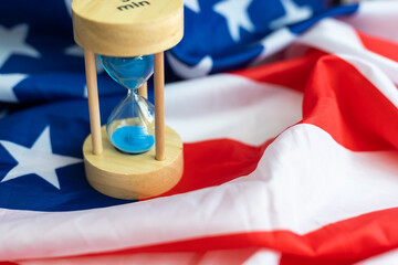 Sand-glass on the American flag