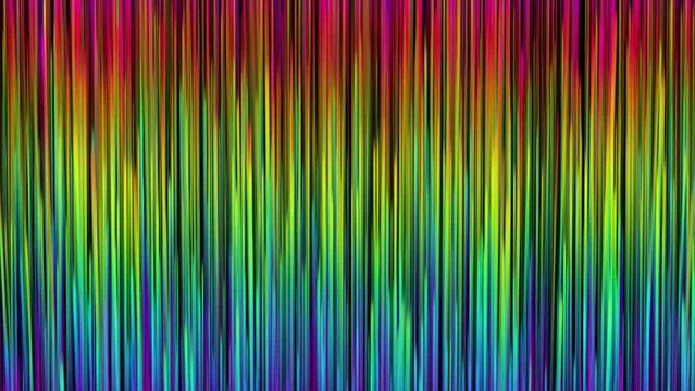 Bright rainbow gradient light, vertical glowing particles. Looping backdrop.
