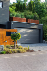 garage carport on a modern house facade