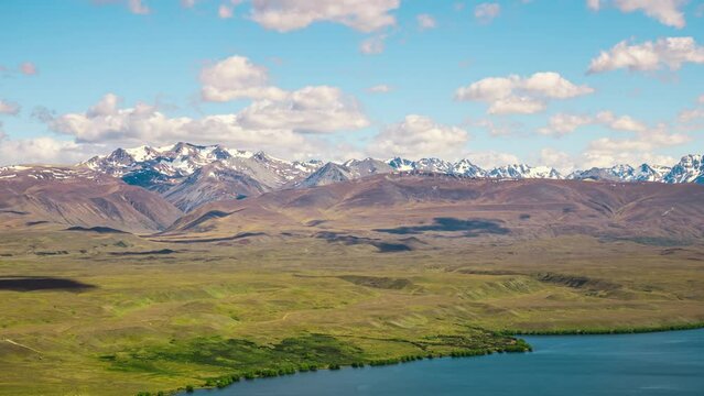 New Zealand mountain landscape time lapse.