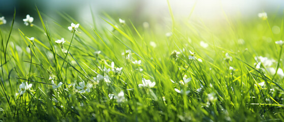 Spring background or summer background with fresh grass.