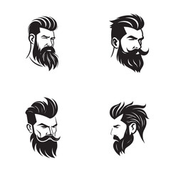 Men's barber haircut models. white background. Vector illustration