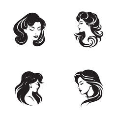 Women's barber haircut models. white background. Vector illustration