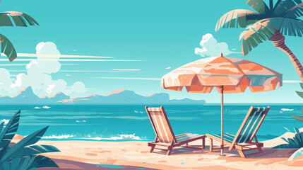 Obraz na płótnie Canvas Summer beach background illustration.