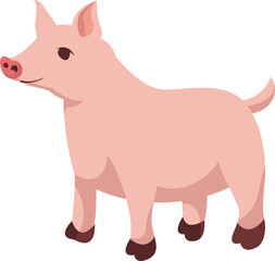 Big fat pig. Vector illustration of big fat pig isolated on white background. Flat style, side view.