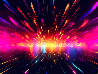 Fototapeta premium Abstract futuristic background with light rays and speed lines. 3D rendering. Generative AI