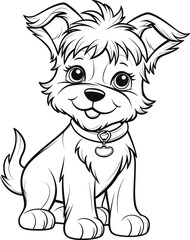 Fototapeta premium Yorkshire Dog, colouring book for kids, vector illustration