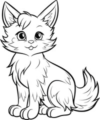 Turkish Angora Cat, colouring book for kids, vector illustration