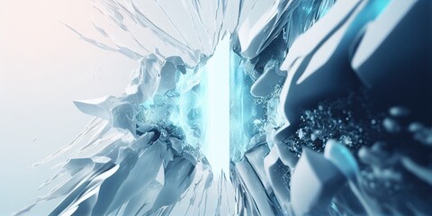 Fototapeta premium Ice-like sharp ice block design White abstract, elegant and modern AI-generated illustration