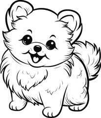 Fototapeta premium Pomeranian Dog, colouring book for kids, vector illustration
