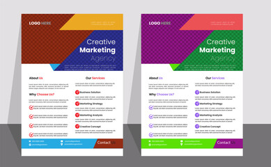 Corporate business flyer template,design set with blue, orange, red and yellow color. marketing, business proposal, promotion, advertise, publication,esign set with blue, orange, red and yellow color.