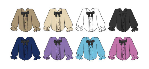 フリルシャツのイラストセット