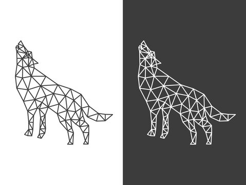 Triangle low poly wolf art vector design illustration