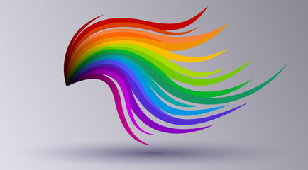 Colorful wing. Beautiful magic rainbow colorful glittery shining wing. Pride wing icon with lgbt colors