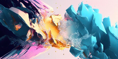 Ice-like sharp and cold ice blocks are modern art and stylish like jewels Pink and blue abstract, elegant and modern Illustrations generated by AI