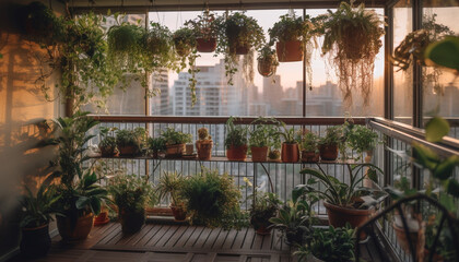 Modern design brings nature indoors with potted plants and greenery generated by AI