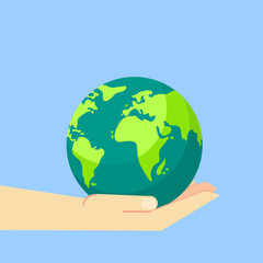 hand holding earth vector,  Earth day concept