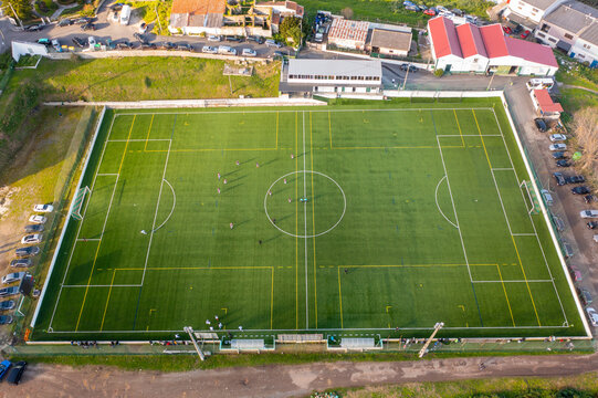 Aerial view of football field
