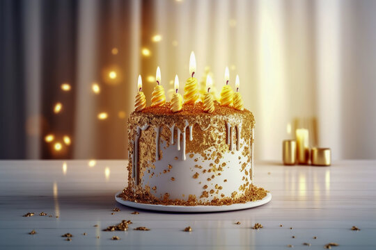 Tasty birthday cake. Super photo realistic background, generative ai illustration