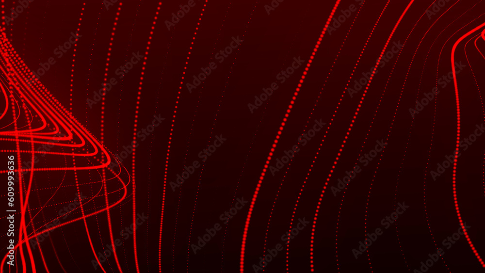 Poster dynamic wave of glowing particles. data flow information. concept of digital communication. technolo