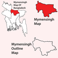 Mymensingh Division, mymensingh region map in Bangladesh, Administrative Divisions of Bangladesh, outline, contour, Urban, map