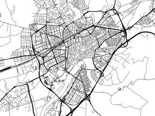 Vector road map of the city of  Cordoba in the Spain on a white background.