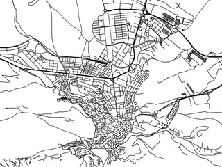 Vector road map of the city of  Jaen in the Spain on a white background.