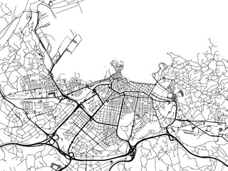 Vector road map of the city of  Gijon in the Spain on a white background.