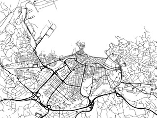 Obraz premium Vector road map of the city of Gijon in the Spain on a white background.