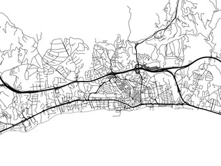Vector road map of the city of  Marbella in the Spain on a white background.