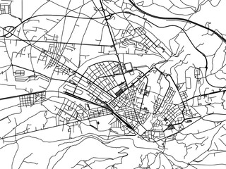 Vector road map of the city of  Ponferrada in the Spain on a white background.