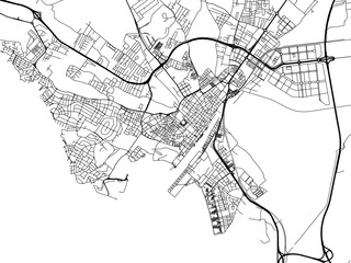 Vector road map of the city of  El Puerto de Santa Maria in the Spain on a white background.