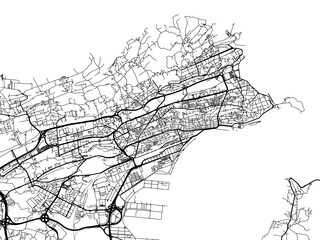 Vector road map of the city of  Santander in the Spain on a white background.