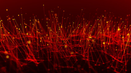Fototapeta na wymiar Network connection dots and lines. Data technology illustration. Abstract background with a dynamic wave. Plexus. 3d rendering