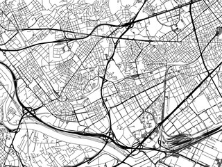 Vector road map of the city of  Hospitalet de Llobregat in the Spain on a white background.