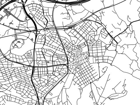 Vector road map of the city of  Sant Cugat del Valles in the Spain on a white background.