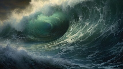 Power and majesty: Images depict powerful crashing waves, emphasizing the raw energy and force of the ocean. Generative AI