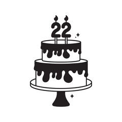 Birthday cake doodle vector outline Sticker. EPS 10 file