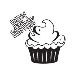 Cupcake doodle vector outline Sticker. EPS 10 file