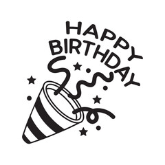 Popper Confetti doodle vector outline Sticker. EPS 10 file