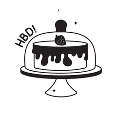 Birthday cake doodle vector outline Sticker. EPS 10 file