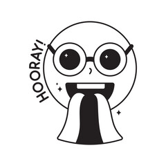 Emoji doodle vector outline Sticker. EPS 10 file